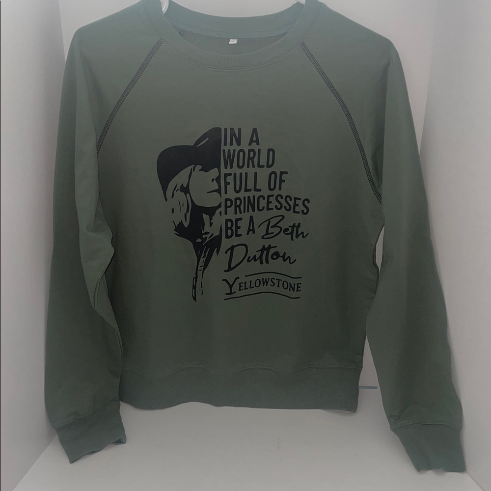 💚Novelty Yellow Stone crewneck ,size Large